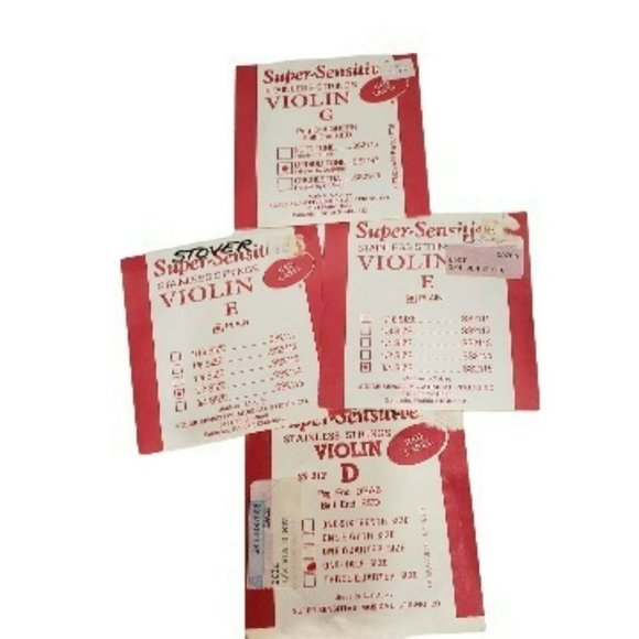 Super Sensitive Red Label Violin Strings 1/2 3/4 & 4/4 Sizes 4 Strings E E D G - Picture 1 of 10